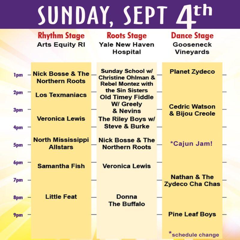 Daily Music Schedule Rhythm & Roots Festival